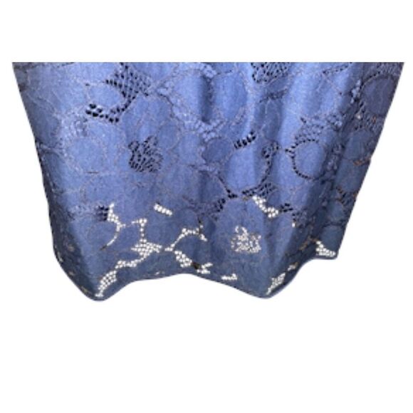 LOFT Lace Overlay Shift Dress Sz. 14 Tie Keyhole Back Navy Easter Weddin… - Picture 5 of 9